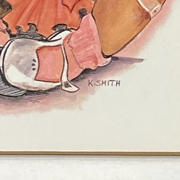 Vintage 70s K Smith Girl Squeezing Cat Wall Decor - Picture 3 of 8